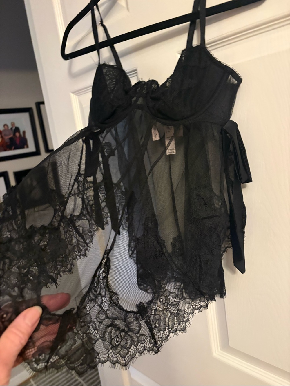Victoria's Secret Black Lace Babydoll and Thong set, size medium